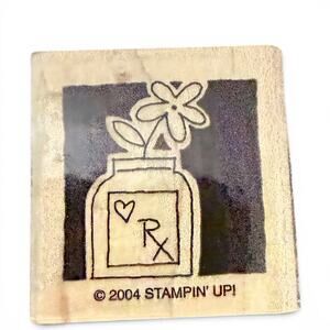 Stampin up! 2004 Occasionally Collection Flowers In Vase Rubber Stamp